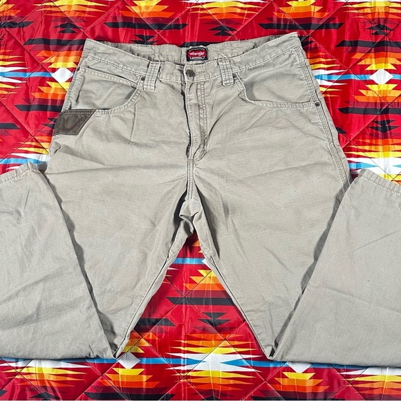 Wrangler Workwear Ripstop Tan Beige Pants 34X29 Work Outdoors Mens‎ Straight - Picture 3 of 14